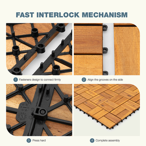 Stock Local de EE. UU., 8 listones con patrón de suelo de madera de Acacia, azulejos de cubierta entrelazados de madera para decoración de Patio, balcón, jardín, baldosas - Product Image 2