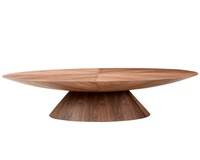 Table basse ovale moderne et minimaliste pour salon avec panneau en placage de noyer