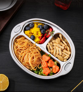 Plateau de service à compartiments profonds DD080 pour la maison, plateau à compartiments en acier inoxydable 304 pour la maternelle, assiettes à compartiments pour bébé, dessin animé - Product Image 4