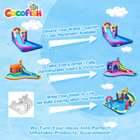 Château gonflable aquatique Cocofish avec toboggan et piscine, château gonflable arc-en-ciel Oxford pour enfants pour fête d'été en plein air