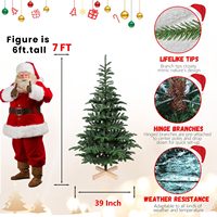 Sapin de Noël Artificiel Premium 2,13 m (7 pieds) en Épicéa, Branches Mixtes PE/PVC 941, 400 Lumières LED Blanc Chaud, Support en Bois Unique, Extérieur