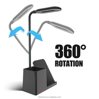 Lampe de bureau multifonction avec station de charge sans fil, support pour stylo intégré, bras lumineux rotatif, lampe de lecture nocturne