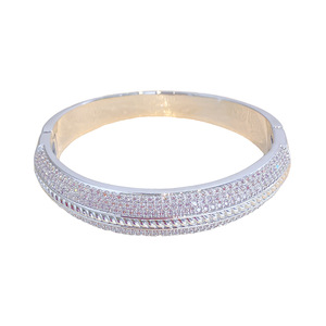 Fashionable Zirconium <b>Bangle</b> Geometric Design Micro Insert Women's Jewelry Gift Gold <b>Silver</b> <b>Bracelet</b> Zinc Alloy - Product Image 5
