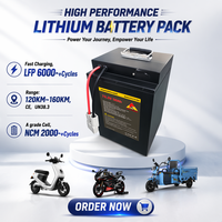 Batterie au lithium solide 72V 50Ah de haute qualité et durable, 2000 cycles, antichoc, sûre pour vélos électriques et tricycles passagers