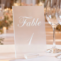 Marqueurs de table numérotés en acrylique transparent mat de luxe, style bureau, pour mariage et fête, fabrication OEM