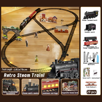 Classique Jouet de Train Électrique à Vapeur avec Télécommande, Lumière, Son et Fumée