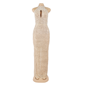 Robe de soirée longue élégante et glamour en sequins <span class=keywords><strong>champagne</strong></span> de haute qualité, fendue, drapée, style robe de bal, longueur ras du sol, pour l'hiver - Product Image 1