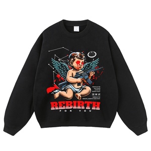Felpa <span class=keywords><strong>con</strong></span> Cappuccio Invernale di Tendenza, Stile Vintage <span class=keywords><strong>con</strong></span> Effetto Usurato e Stampa, Vestibilità Ampia, Stile Unisex in Cotone - Product Image 5