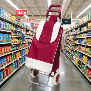 Custom Durable Oxford Cloth <b>Foldable</b> Shopping Trolley <b>Cart</b> with Wheels Lightweight Portable Grocery Bag for Supermarket & Travel - Product Image 3