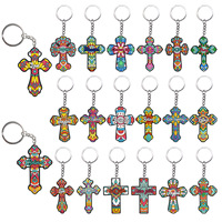 Porte-clés en PVC en forme de croix, dessin animé, petit pendentif, accessoires pour chaussures, bricolage, ornement pour sac de voiture, breloques de porte-clés en forme de crucifix, vente chaude