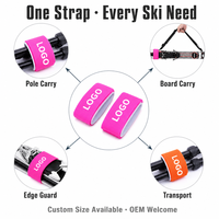 Sangle d'épaule réglable pour le transport de skis, en nylon noir, avec fermeture auto-agrippante et rembourrage EVA, étiquette rouge, faible MOQ, vente en gros