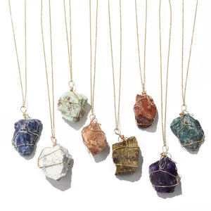 2022 Nieuwe Natuurlijke Onregelmatige Ruwe Steen Geboortesteen Ketting Sierlijke Edelsteen Rock Quartz Crystal Ketting Womens