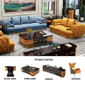 Ensemble de canapés en cuir de vachette haut de gamme 3+2+1, style moderne minimaliste avec structure en bois et rembourrage en éponge, pour salon de villa - Product Image 1