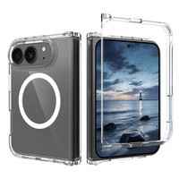 Funda transparente con anillo magnético para iPhone 18 Fold, material TPU y PC, cubierta transparente para teléfono, carga inalámbrica, logotipo personalizado SJK1119