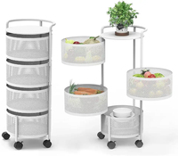 Cestas de Almacenamiento Giratorias, Estante Apilable de Metal, Organizador de Cocina, Estante de Almacenamiento, Cubo Organizador de Frutas y Verduras, Carrito