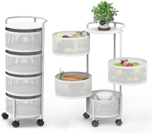 Carrello portaoggetti rotante impilabile in metallo con cestelli, organizer <span class=keywords><strong>da</strong></span> <span class=keywords><strong>cucina</strong></span>, scaffale a cubo per frutta e verdura - Product Image 5