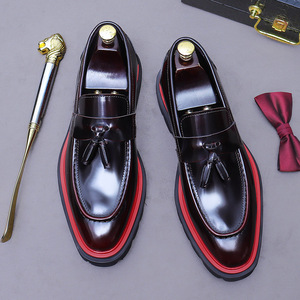 Zapatos de cuero con acabado brillante, estilo masculino, piel de vaca auténtica, flecos estilo inglés, casual de negocios, de una pieza, ligeros - Product Image 5