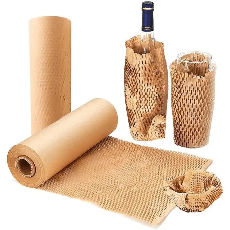 Recyclable Cushioning Wrap Roll Gifts Moving Shipping Kraft Flower Wrapping Honeycomb Packing Paper