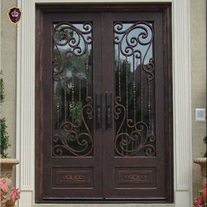 Portes d'entrée principales de sécurité, portes de maison personnalisées, portes extérieures de villa, portes décoratives en métal forgé de sécurité - Product Image 3