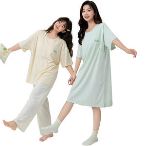 Conjunto de Pijama de Modal Lenzing para Mujer, Fresco y Sedoso, con Cuello Redondo, Ropa de Dormir con Almohadillas Anti-Exposición, Suministro ODM - Product Image 5