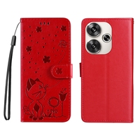 Étui portefeuille en cuir gaufré motif chat et abeille avec support pour Redmi Turbo3 5G A3 NOTE13 4G Pro 5G 13C Xiaomi 14 13 Ultra POCO F6 X6