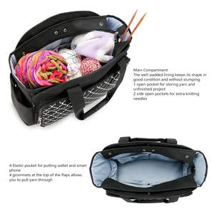 Bolsa de Almacenamiento de Hilo Tejido Portátil, Bolsa de Lana para Ganchillo con Bolsillo Separado para Guardar Agujas de Tejer - Product Image 5