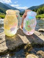 Bouteille souple transparente avec paillettes scintillantes pour un plaisir de pressage, disponible en grandes quantités pour la distribution.