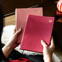 Carnet en cuir pour cadeau, journal, école, écriture, planificateur, couverture personnalisée A5, 100 feuilles, couverture rigide, reliure cousue, promotionnel