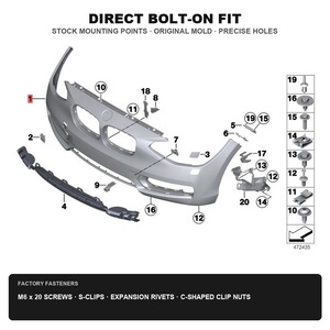 Para <span class=keywords><strong>BMW</strong></span> <span class=keywords><strong>Serie</strong></span> <span class=keywords><strong>1</strong></span> F20 F21 2011-2015, cubierta de parachoques delantero imprimada, base de PP de alta resistencia, orificios PDC SRA 51117292954 - Product Image 4
