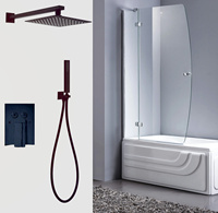 Équipement de douche moderne en acier inoxydable pour salle de bain, mitigeur carré avec jets pluie et pause