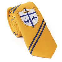 Cravate tissée sur mesure pour hommes 100% soie jaune royal blanc rouge bleu rayé classique collège cravate design animal fait à la main vente en gros