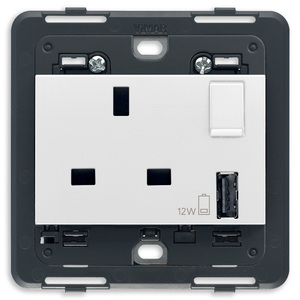 วิมาร์ ซ็อกเก็ต 2P+T 13A BS พร้อมพอร์ต USB A สีขาว - Product Image 1