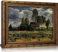 Tableau mural sur toile paysage champêtre vintage encadré or, échantillons OEM ODM prêts en moins d'une journée