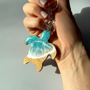 พวงกุญแจไม้ทำมือ ป้ายแขวนเรซิ่นอีพ็อกซี่ลายคลื่นทะเล ศิลปะสไตล์<span class=keywords><strong>ทะเล</strong></span><span class=keywords><strong>เต่า</strong></span> ของตกแต่งผนังไม้ สลักลายตามสั่ง - Product Image 4