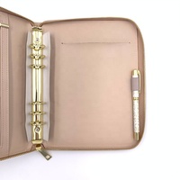 Organiseur à fermeture éclair personnalisé A5 A6 A7, motif doré, beige, classeur A5