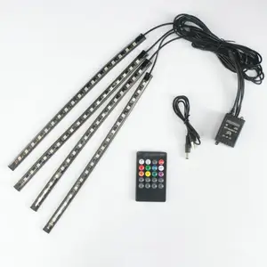 18*4 72LEDs phổ xe nội thất trang trí ánh sáng RGB LED Strip ánh sáng bầu không khí Đèn Kit chân đèn với 20 KEY điều khiển từ xa