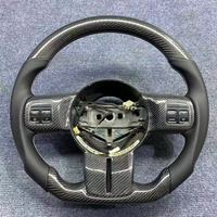 Volant en cuir à 3 branches en fibre de carbone avec LED, couleur personnalisée, adaptable universellement, compatible Jeep Compass Wrangler