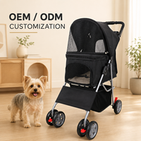Poussette pliable confortable et imperméable pour chien et chat, 4 roues, légère, pliage à une main, acier Oxford, capacité 20 kg