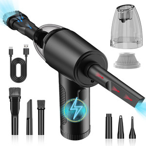 Aspirateur portatif sans fil noir rechargeable par USB avec plusieurs embouts pour voiture et usage domestique - Product Image 1