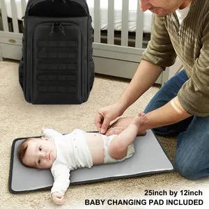 Multifunctional Polyester Mens Military Diaper Backpack Dad Diaper Bag Ith Diaper Changing Mat