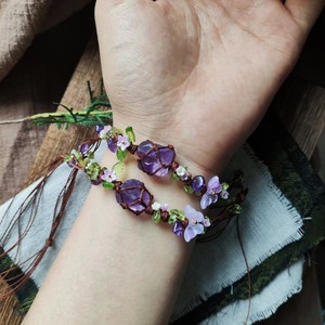 <span class=keywords><strong>Bracelet</strong></span> en macramé tressé fait main avec fleur ethnique en améthyste, bijou de poignet en cristal, cadeau idéal pour la meilleure amie - Product Image 1
