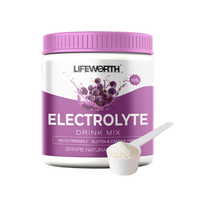 LIFEWORTH Poudre énergétique d'électrolytes de caféine aromatisée au raisin sans sucre conditionnée en sacs et sachets en vrac