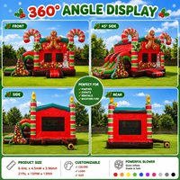 Castillo Inflable Comercial Navideño con Tobogán, Castillo Inflable con Diseño de Hombre de Jengibre y Bastón de Caramelo para Fiestas y Eventos