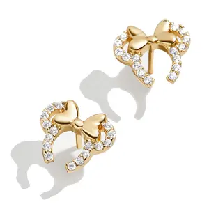 LYBURCHI 925 Sterling Silver 14/18K Gold Plated Vermeil Trend 2024 Butterfly Bow Knot Stud Earrings Jewelry for Women