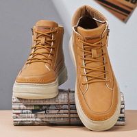 Bottes de randonnée rétro littéraires pour hommes, best-seller, nouvelles chaussures d'extérieur d'automne, semelles épaisses, mi-mollet, tige en polyuréthane, antidérapantes