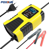 Chargeur de batterie de moto universel FOXSUR 6V 12V 2A à réparation automatique par impulsions pour batteries au plomb 6V 12V