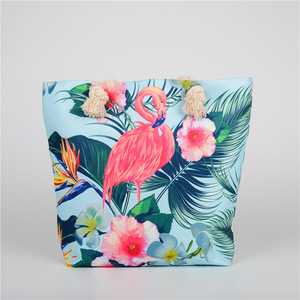 กระเป๋าผ้าแคนวาสลายฟลามิงโกแบบสั่งทำพิเศษสำหรับไปทะเล - Product Image 4