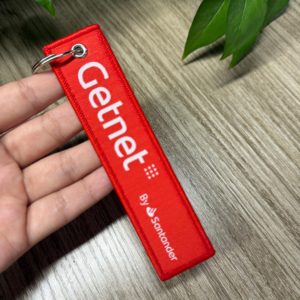 Factory Direct Custom Double Sided Woven Keychain Bag Tag with Logo Letter Wholesale Promotional Carabiners