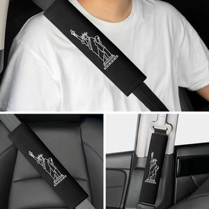 Housse de ceinture de sécurité brodée en soie glacée, coussin d'épaule Statue de la Liberté respirant et confortable universel, pour BMW Toyota Honda - Product Image 3