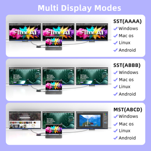 5-in-1 8K <span class=keywords><strong>USB</strong></span>-C アルミニウム合金ハブ ドッキングステーション デュアルHDTV & DP MST マルチディスプレイ 100W PD充電 <span class=keywords><strong>USB</strong></span> 3.0アダプター 在庫あり - Product Image 4